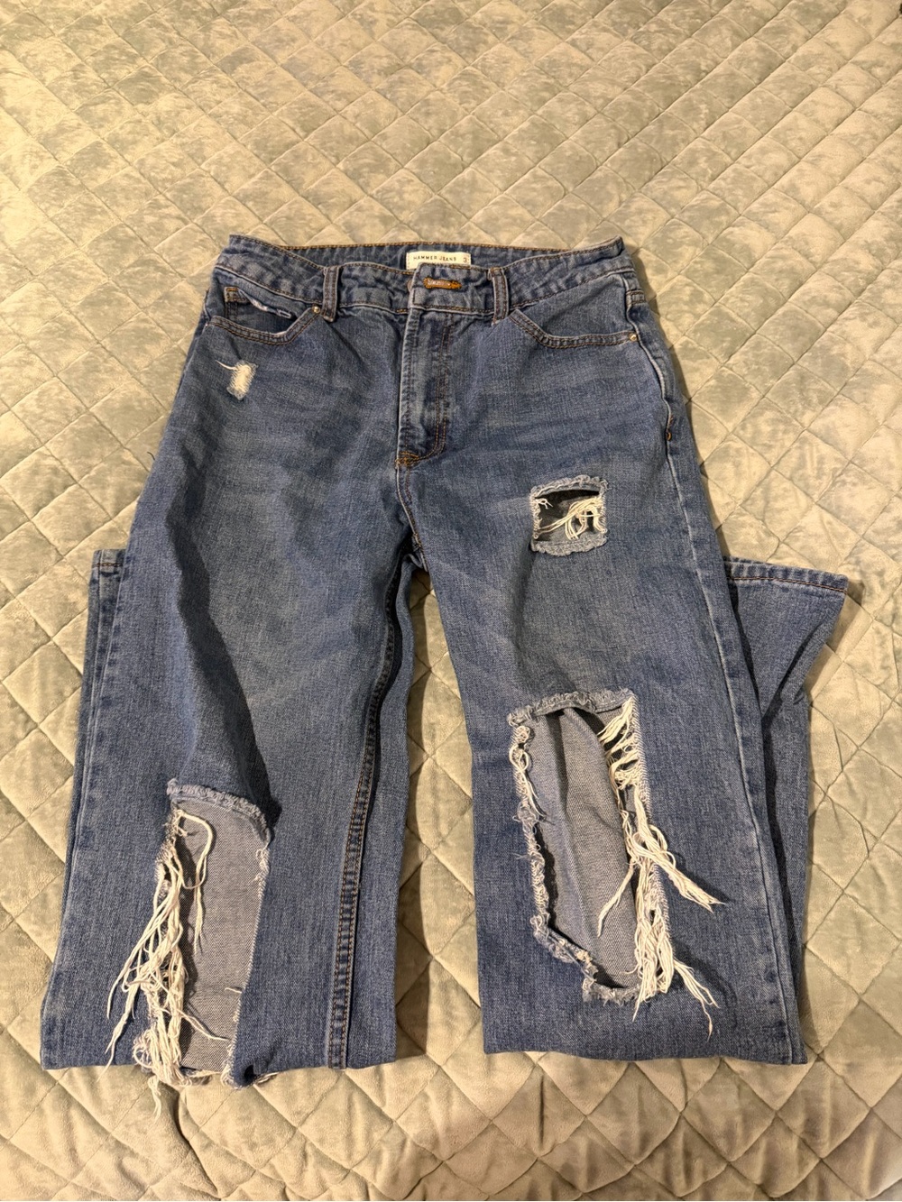 Hammer Jeans Distressed High-Waist Straight Leg Blue Denim Jeans Size 3